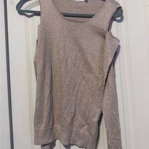 Calvin Klein Beige Knit Top with Cold-Shoulder Detail Sweater